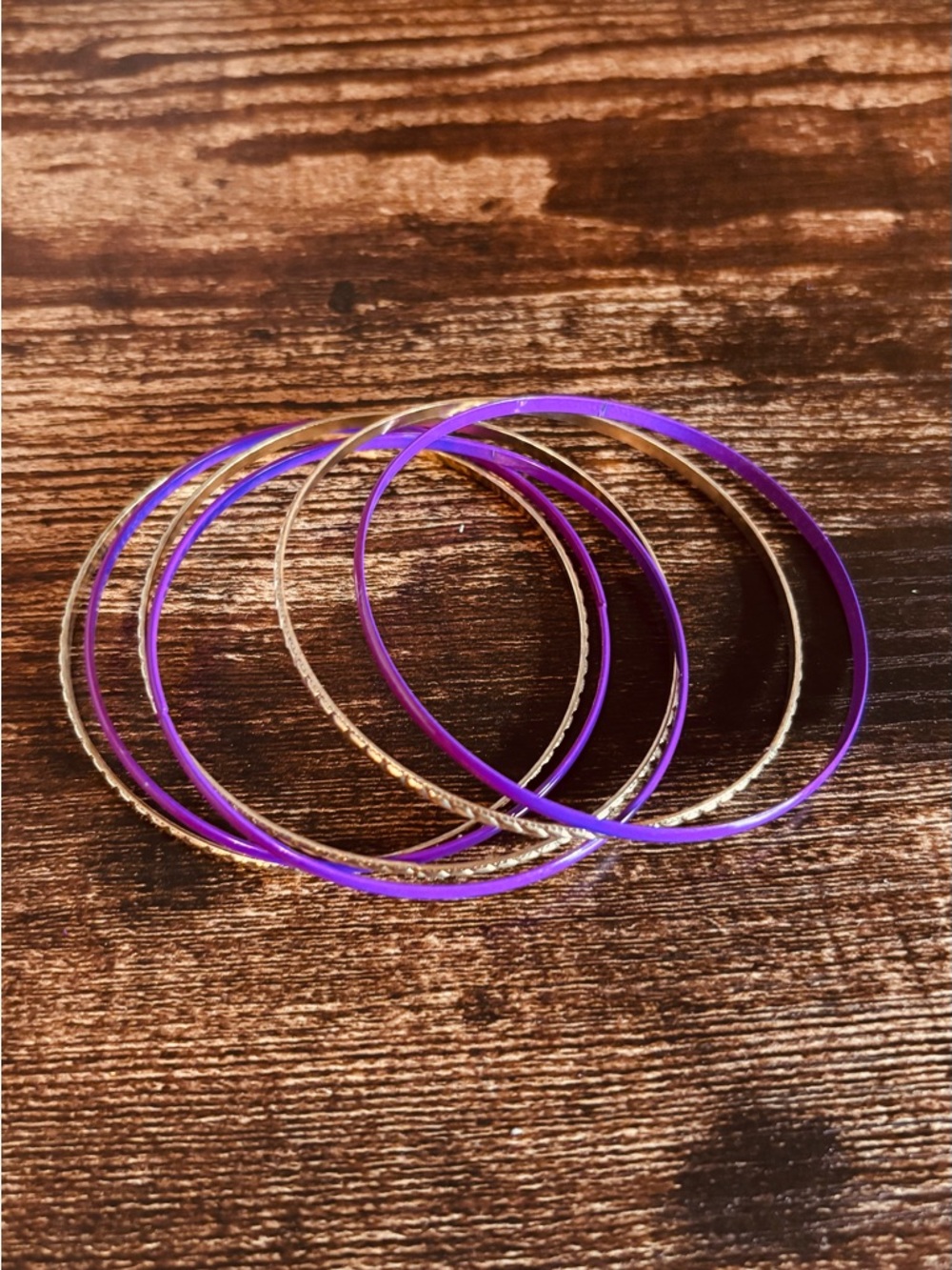 Purple and Gold Stackable Bangle Bracelet Set - Women‎ Jewelry